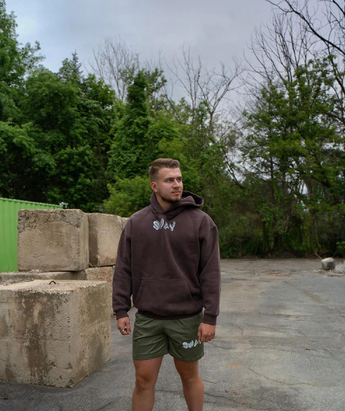 Grey Logo SWAY Oversize Fleeced Hoodie